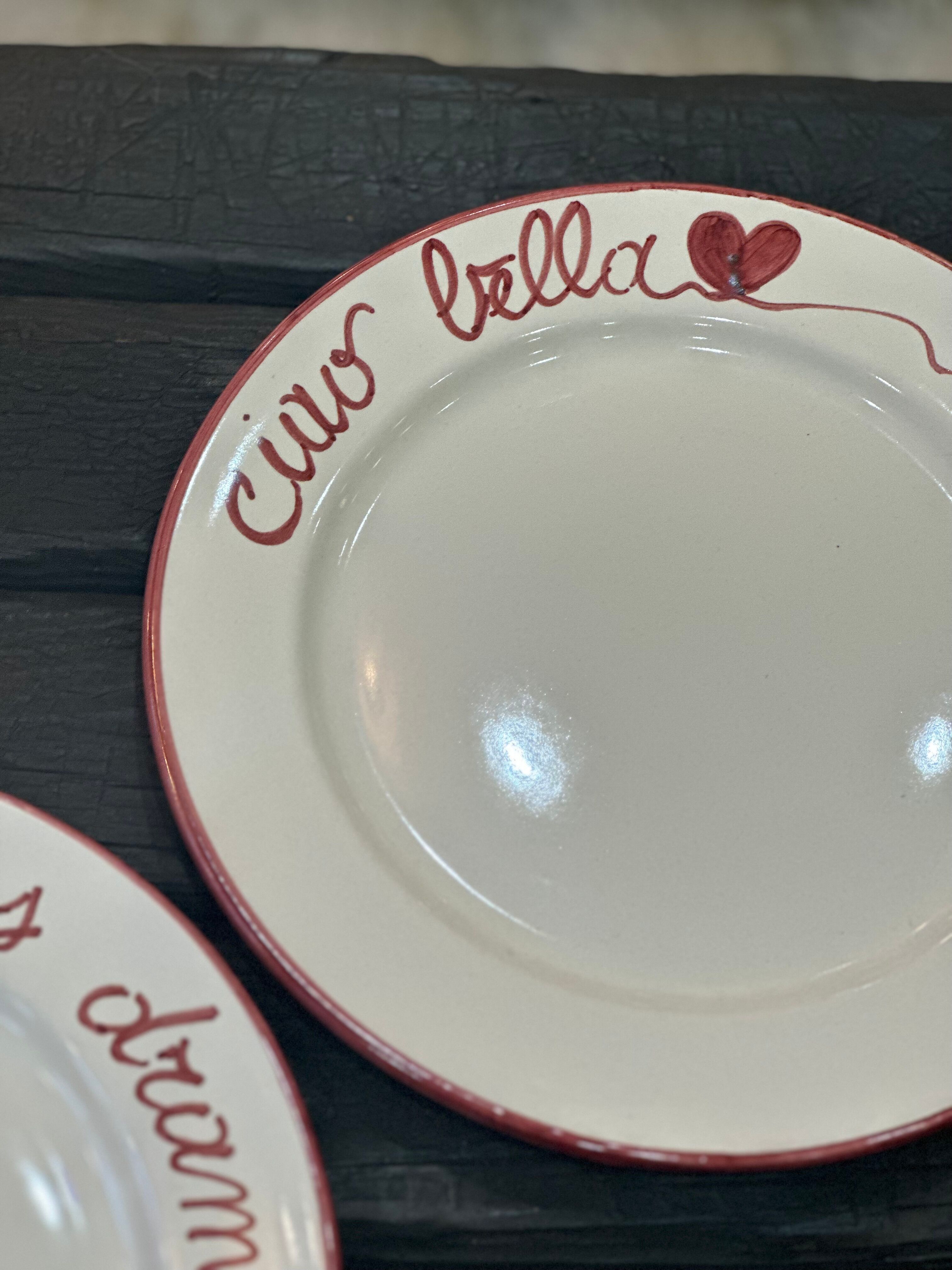 Hand-painted Italian plate "Ciao Bella"