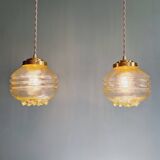 Space Age pendant light in yellow clear glass (13 available), 1960s-70s