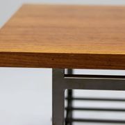Dutch modernist coffee table with a square base and teak top, 1950s.