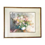 Watercolor painting with a large bouquet
