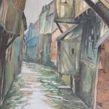 Watercolor framed half-timbered houses