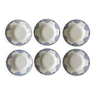 6 old earthenware soup plates from Saint-Amand (North)