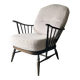 Fauteuil Windsor Ercol modèle 994 vintage, réupholstéré en bouclé blanc