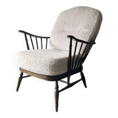 Vintage Ercol Model 994 Windsor Armchair, Reupholstered White Bouclé