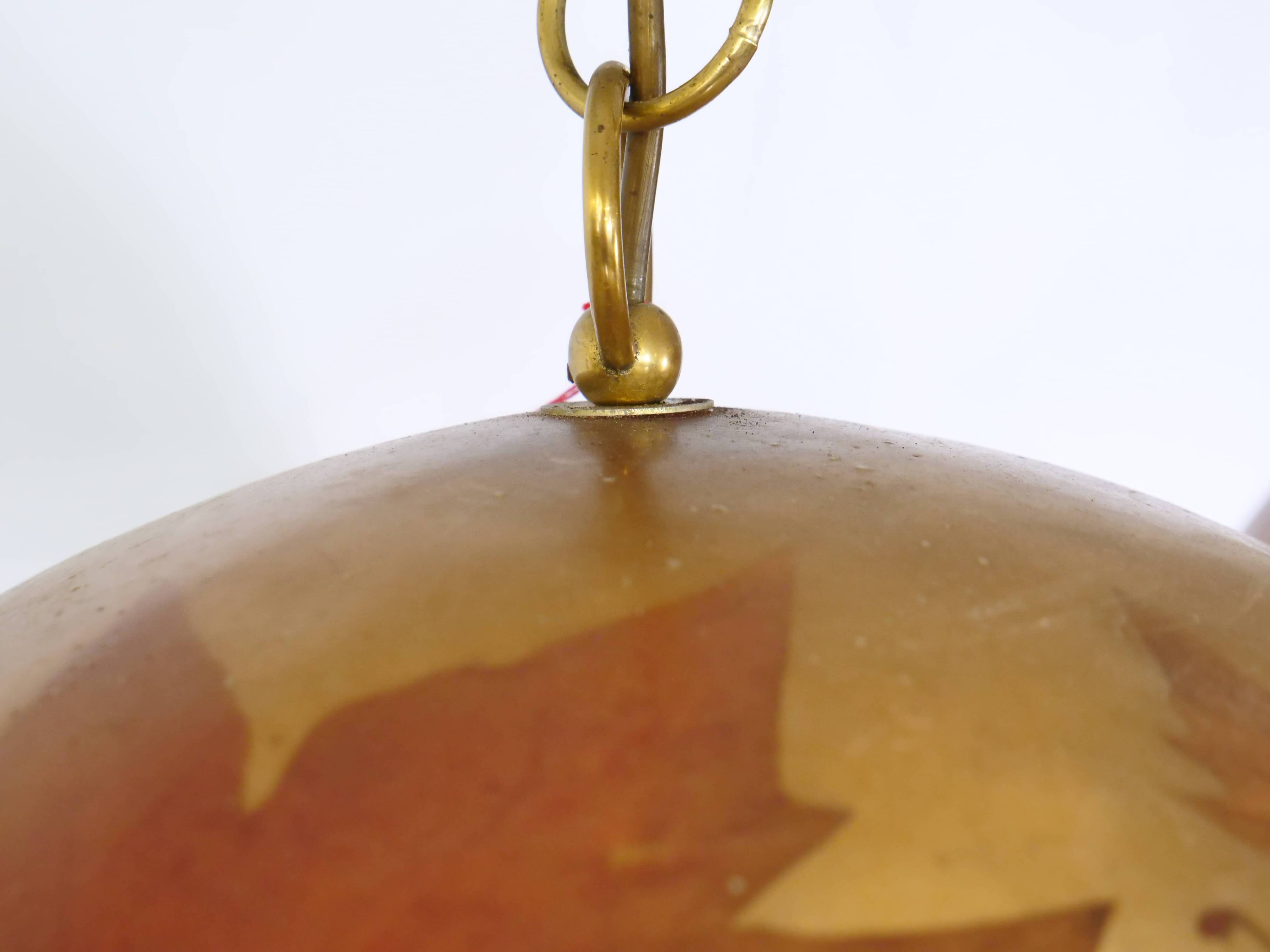 Italian design hanging lamps resin and leaves, 1970s 1980s