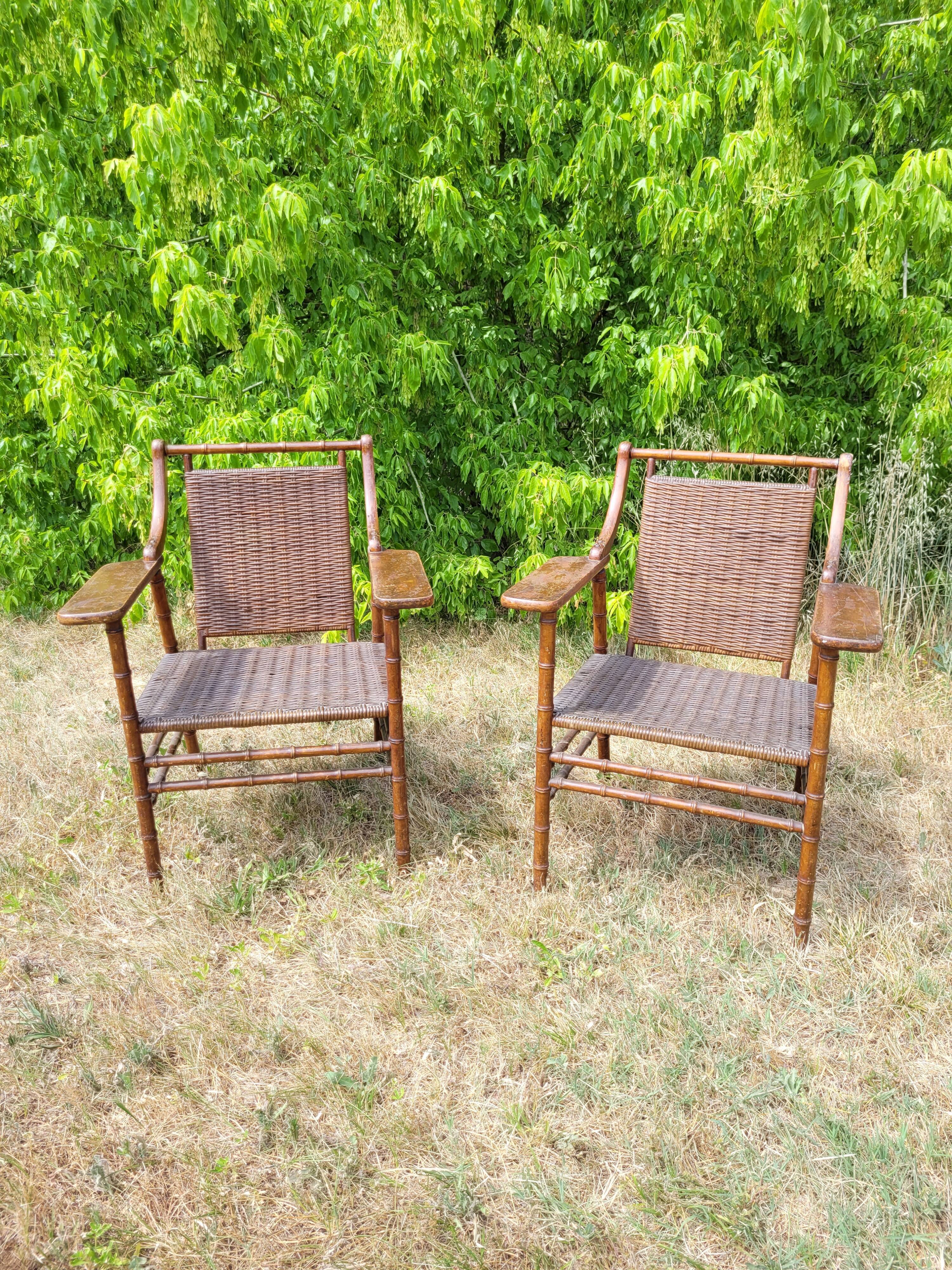 2 vintage rattan armchairs