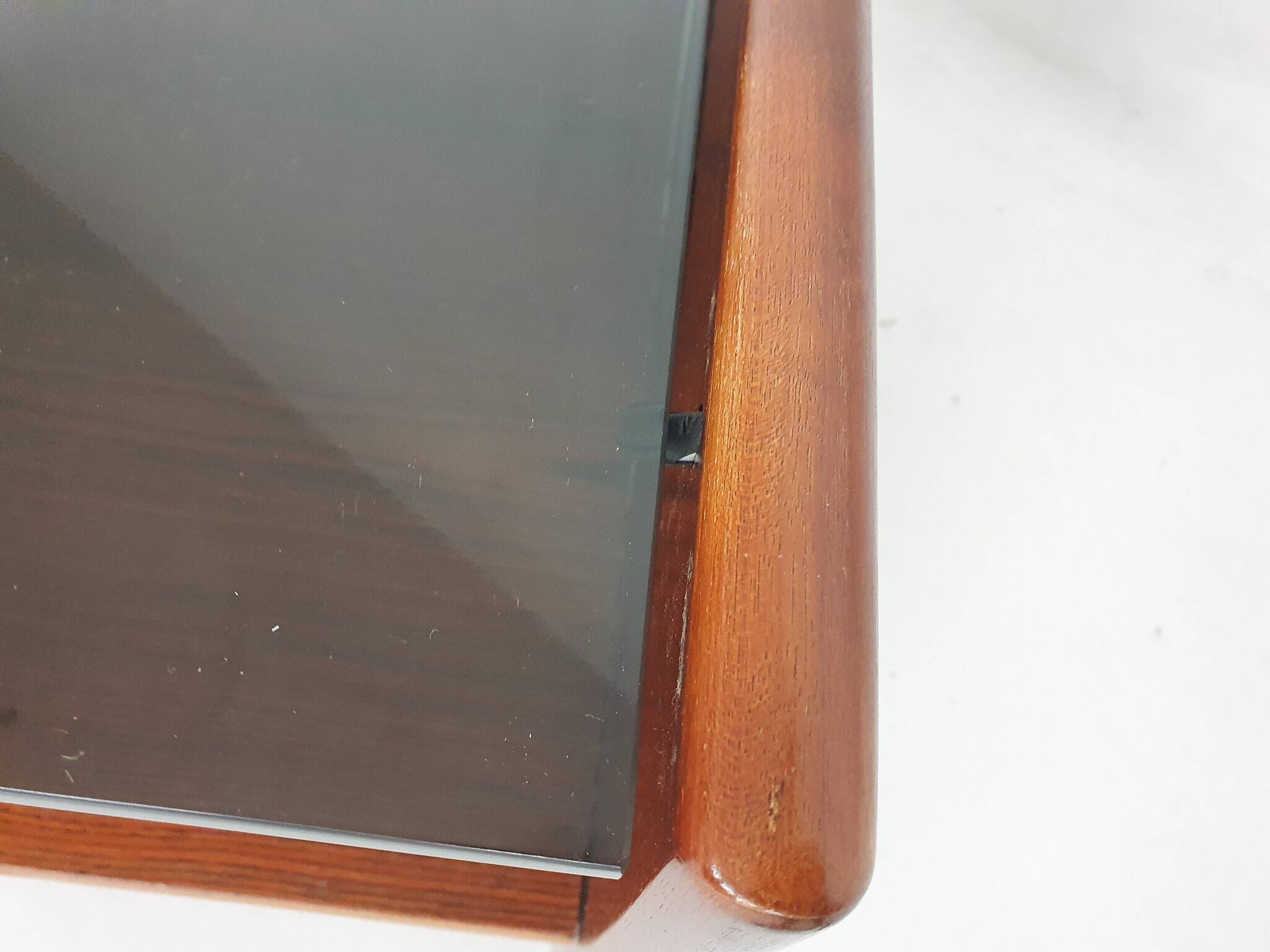 Mid-century coffee table with smoked glass, The Netherlands 1960's