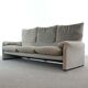 Cassina Maralunga 3-Seater Sofa by Vico Magistretti in grey striped fabrics
