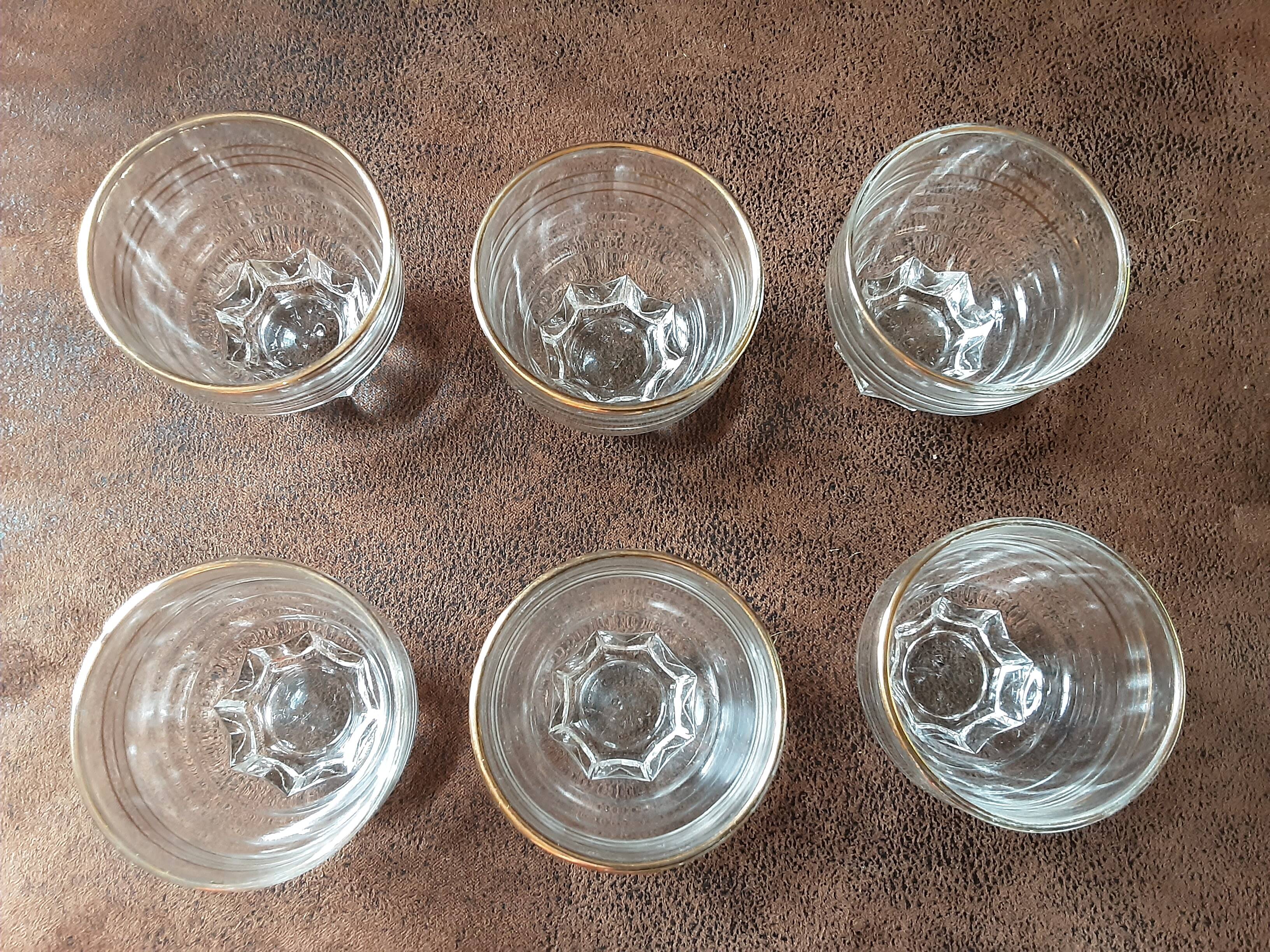 Set of 6 crystal digestive glasses