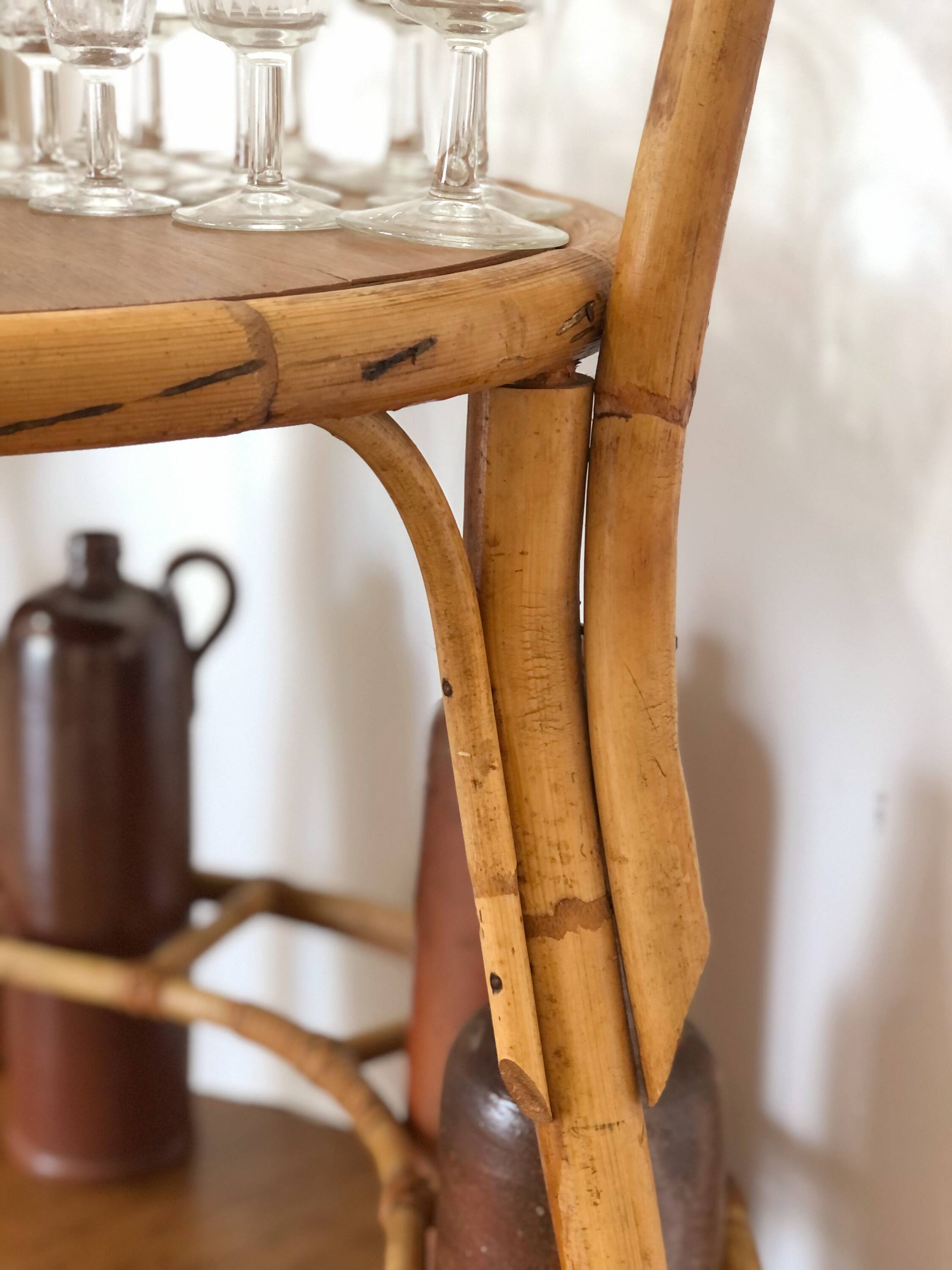 1960s/70s rattan rolling bar/serving cart