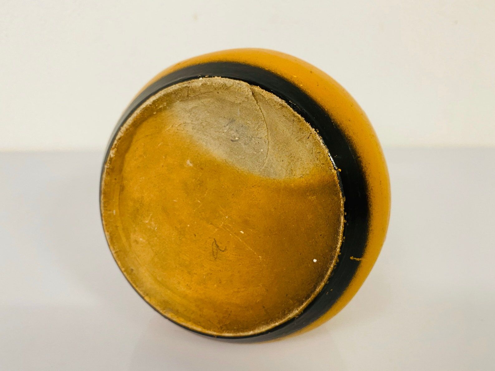 Ceramic art deco vase orange and ocher