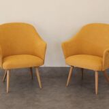2 armchairs 1970 yellow velvet