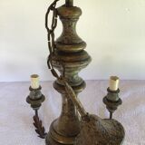 Patinated painted wood chandelier
