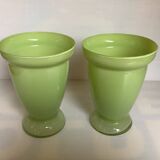 Pair of green glass paste vases