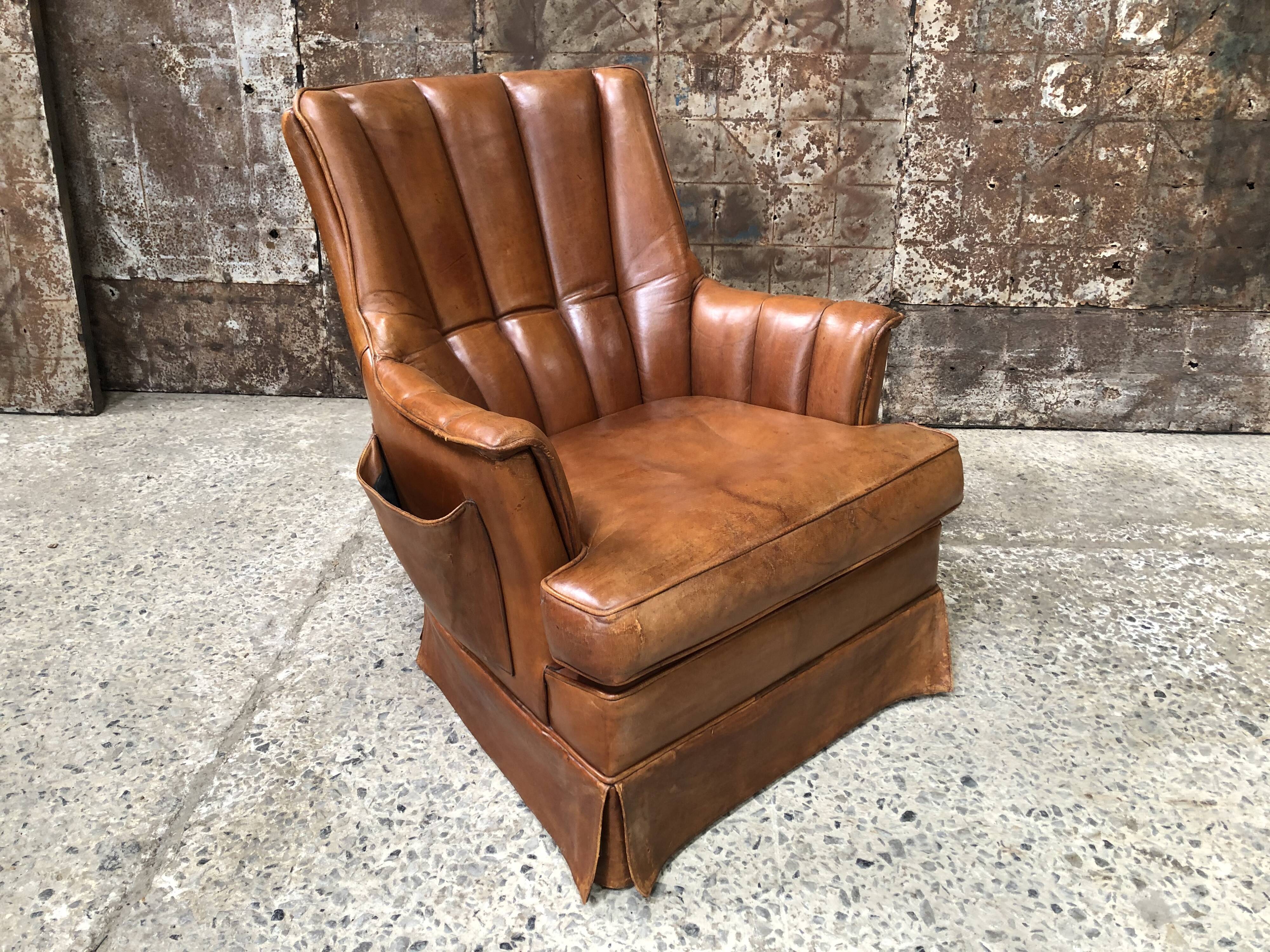 Leather club armchair