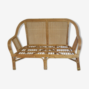 Vintage rattan bench