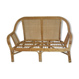 Vintage rattan bench