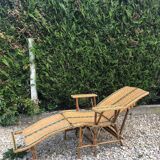 Rattan lounger with foot rest