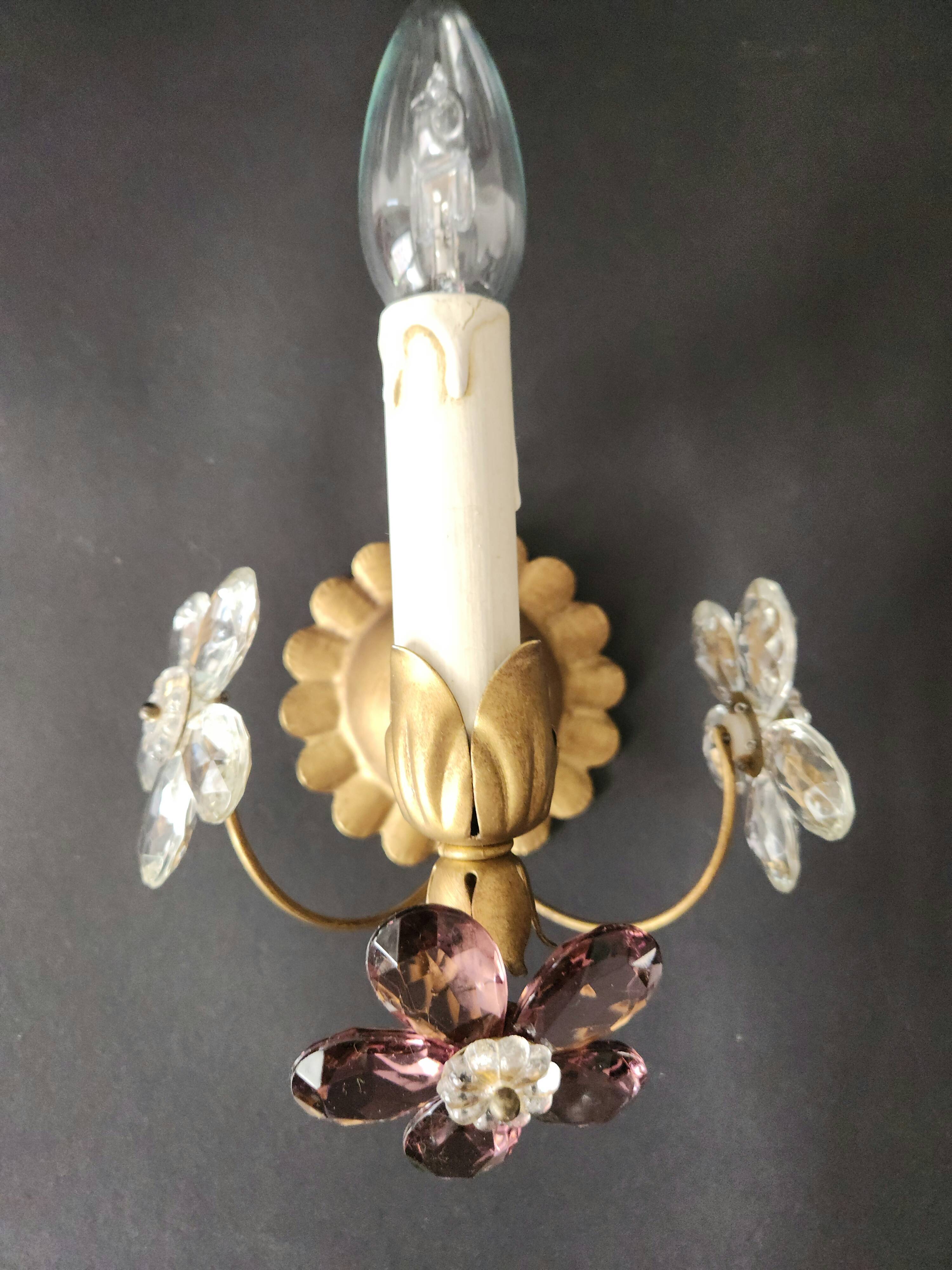 Set vergoldet Wandlampe Murano Kristall