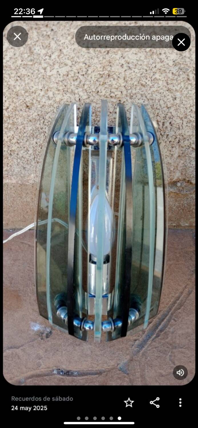 Pair of Veca wall lights in two-tone glass, Italy 1960
