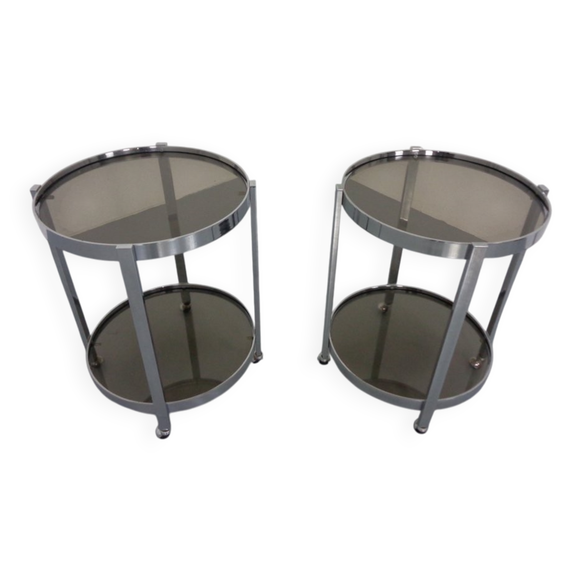 Mid-Century Glass & Metal Serving Bar Carts, 1960s, Set of 2