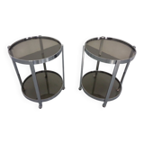Mid-Century Glass & Metal Serving Bar Carts, 1960s, Set of 2