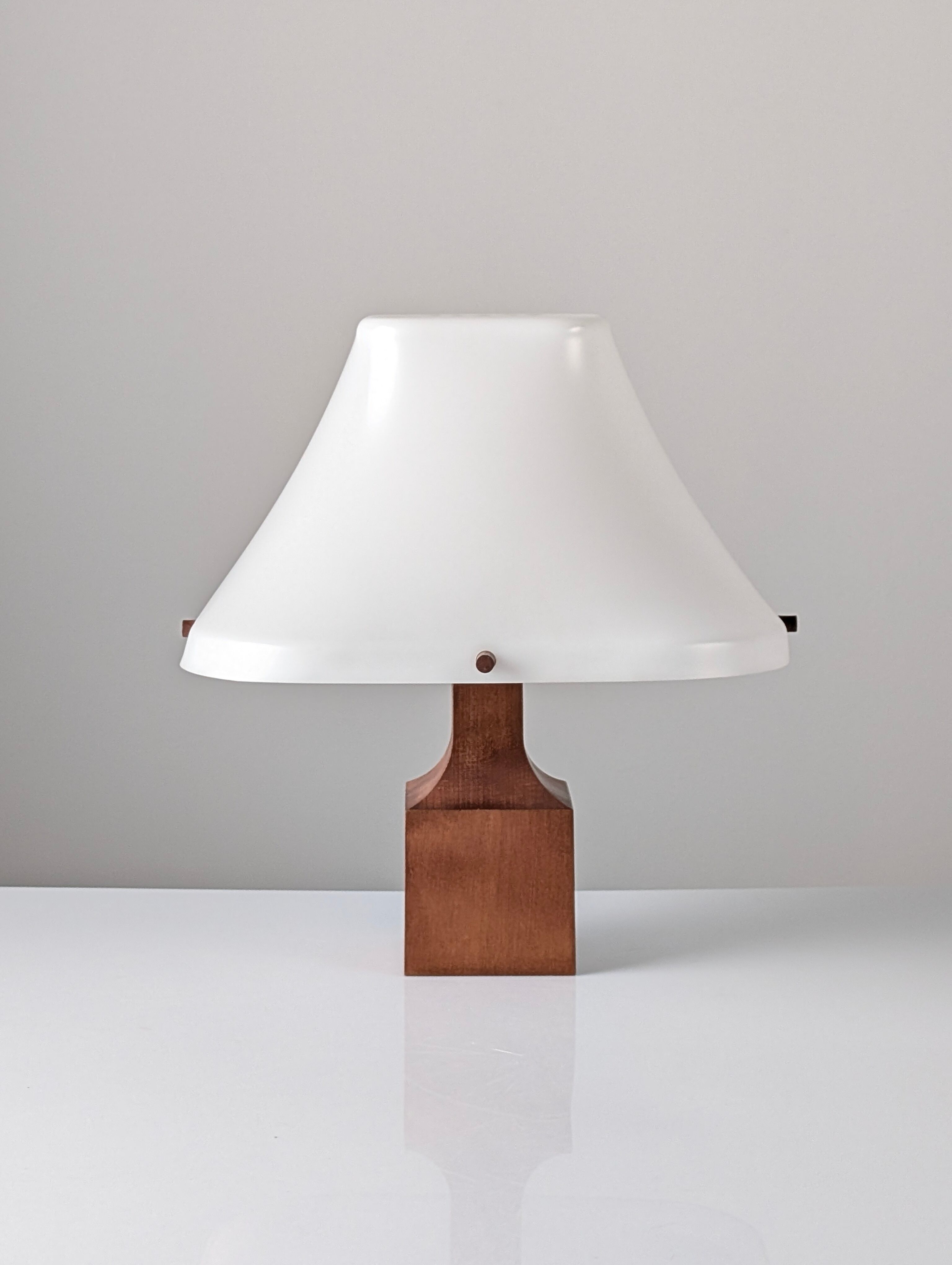 Danish teak table lamp with flared methacrylate shade 1960s