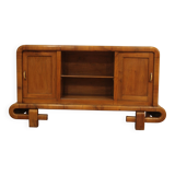 Art Deco Walnut TV Stand, 1950s, Mid-Century Modern Style