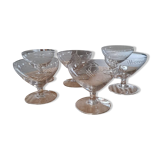 6 cut crystal champagne coupes, 20th century