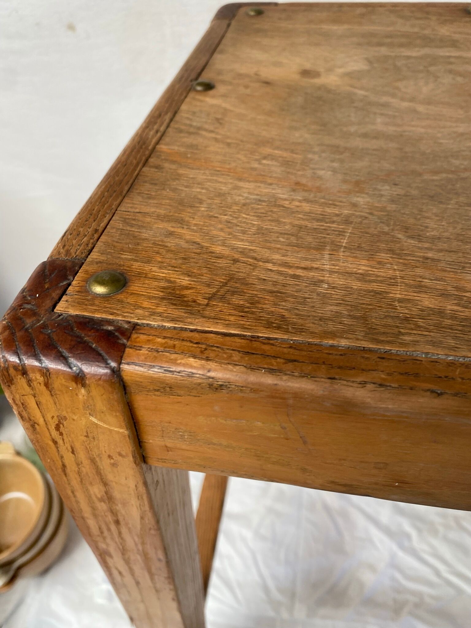 Studded oak farmhouse stool