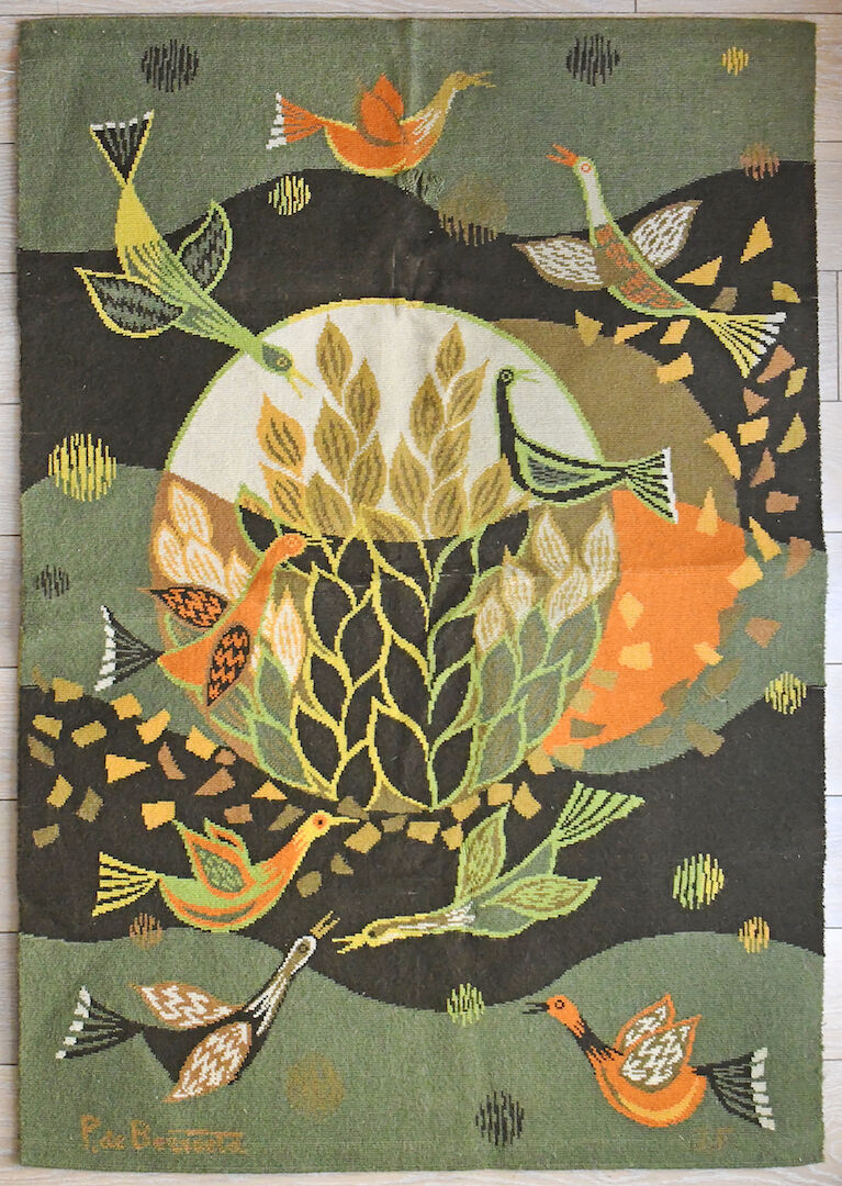 Tapisserie d'Aubusson en laine de couleur "Eclipse" 1981, Pierre de Berroeta (1914-2004)