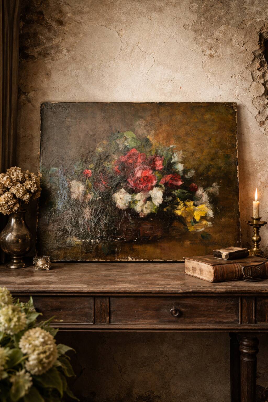 Old painting oil on canvas still life