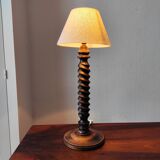 Vintage French lamp 1950/60 in turned wood