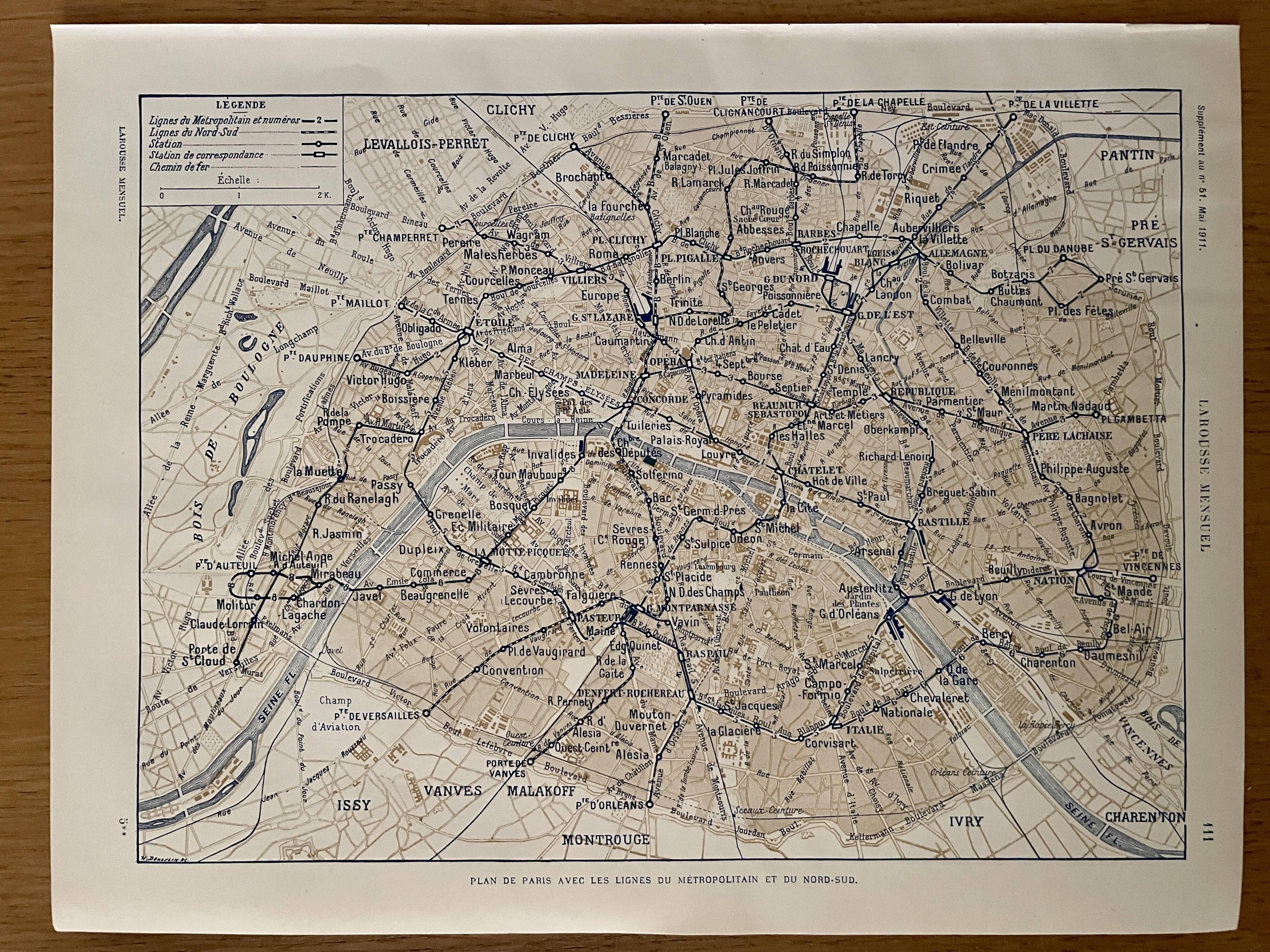 Paris metro map - 1910