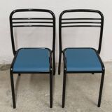 Pair of restored Jean Pauchard Tolix chairs, 1960s
