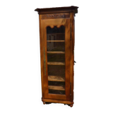Showcase 1 glass door in solid cherry wood with sculpture - Very good condition