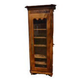 Showcase 1 glass door in solid cherry wood with sculpture - Very good condition