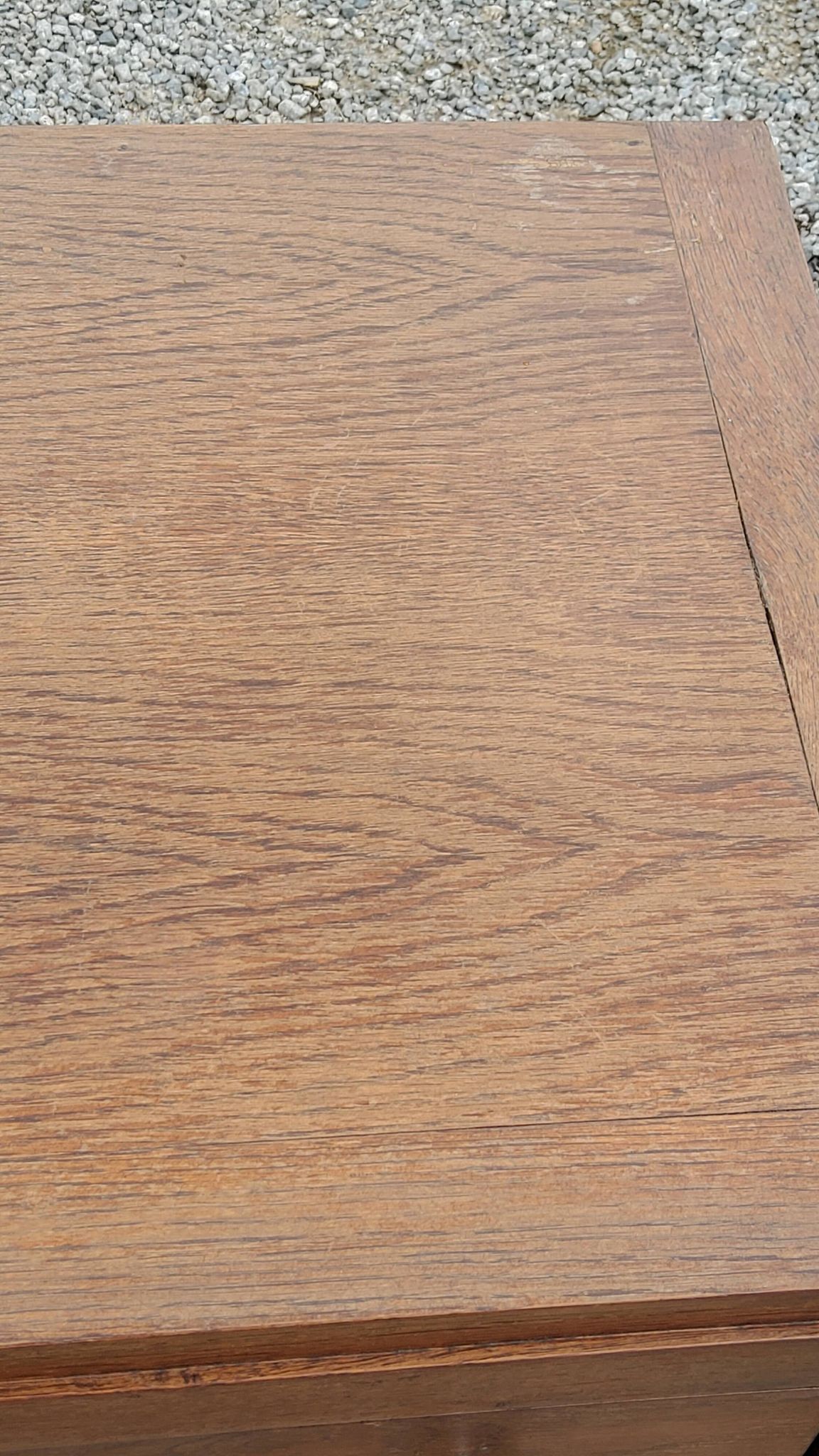 Commode vintage en chêne pieds compas 3 tiroirs des années 50