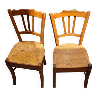 Pair of mulched wooden bistro chairs