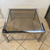 Square coffee table with smoked glass top and chrome base an70