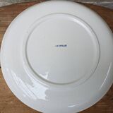 Old ceramic plate with scene of life and blue floral decor Van Melle