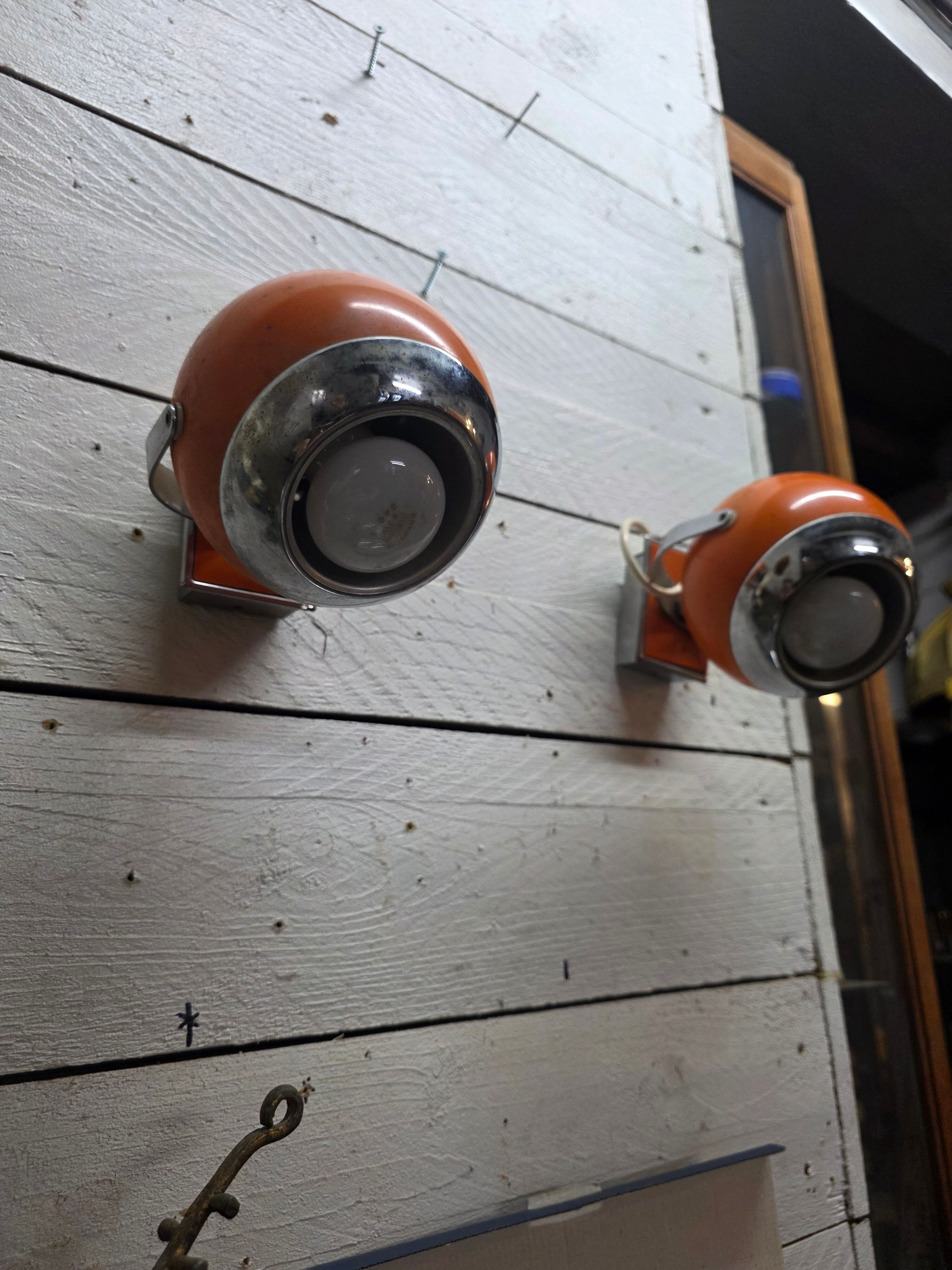 Pair of vintage 70s eyeball wall lights.
