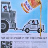 Framed vintage mobil ad print by Raymond Savignac, 1954