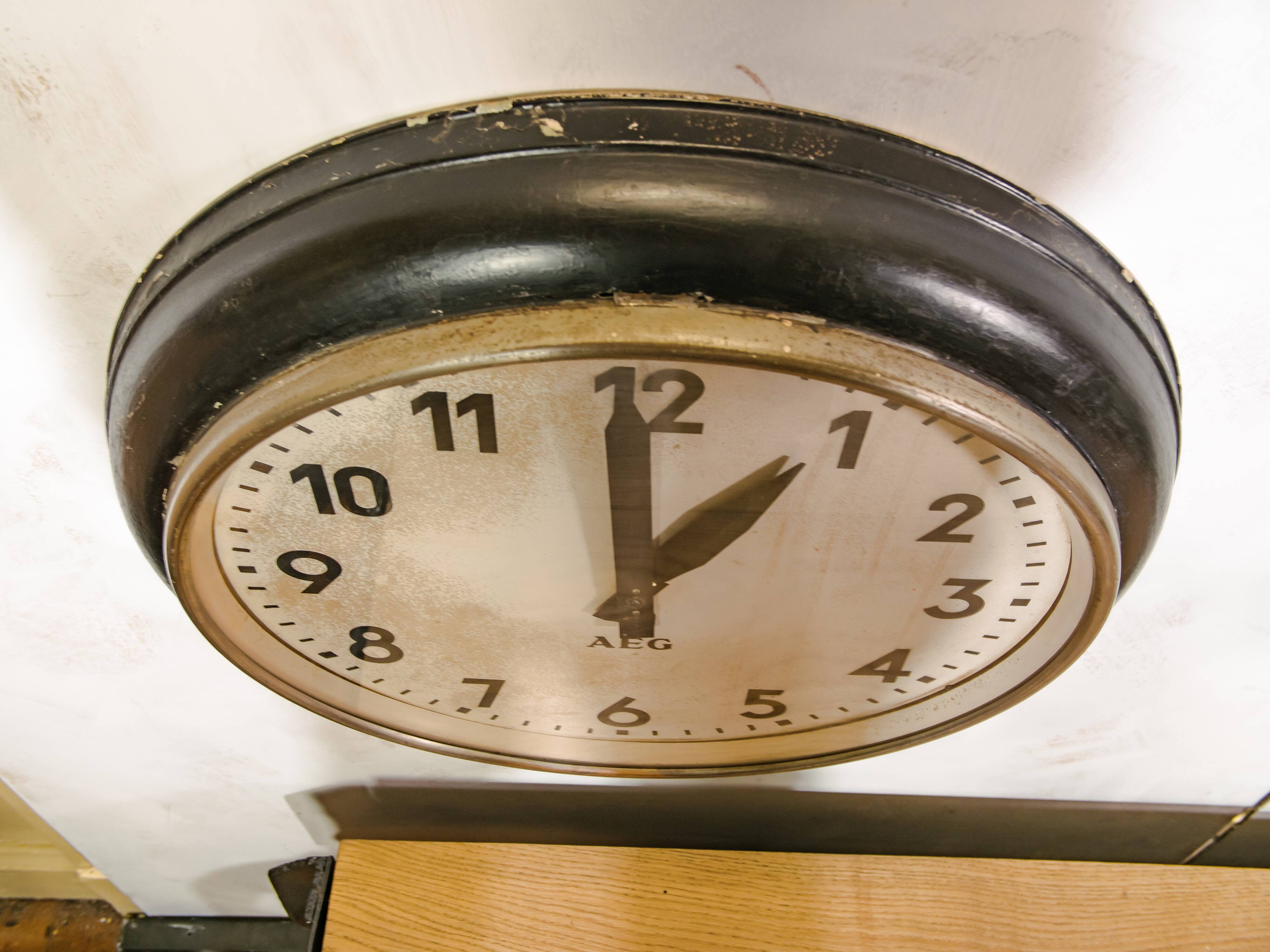 Grande 1950s AEG Station Wall Clock by Peter Behrens - Industrial Factory timepiece