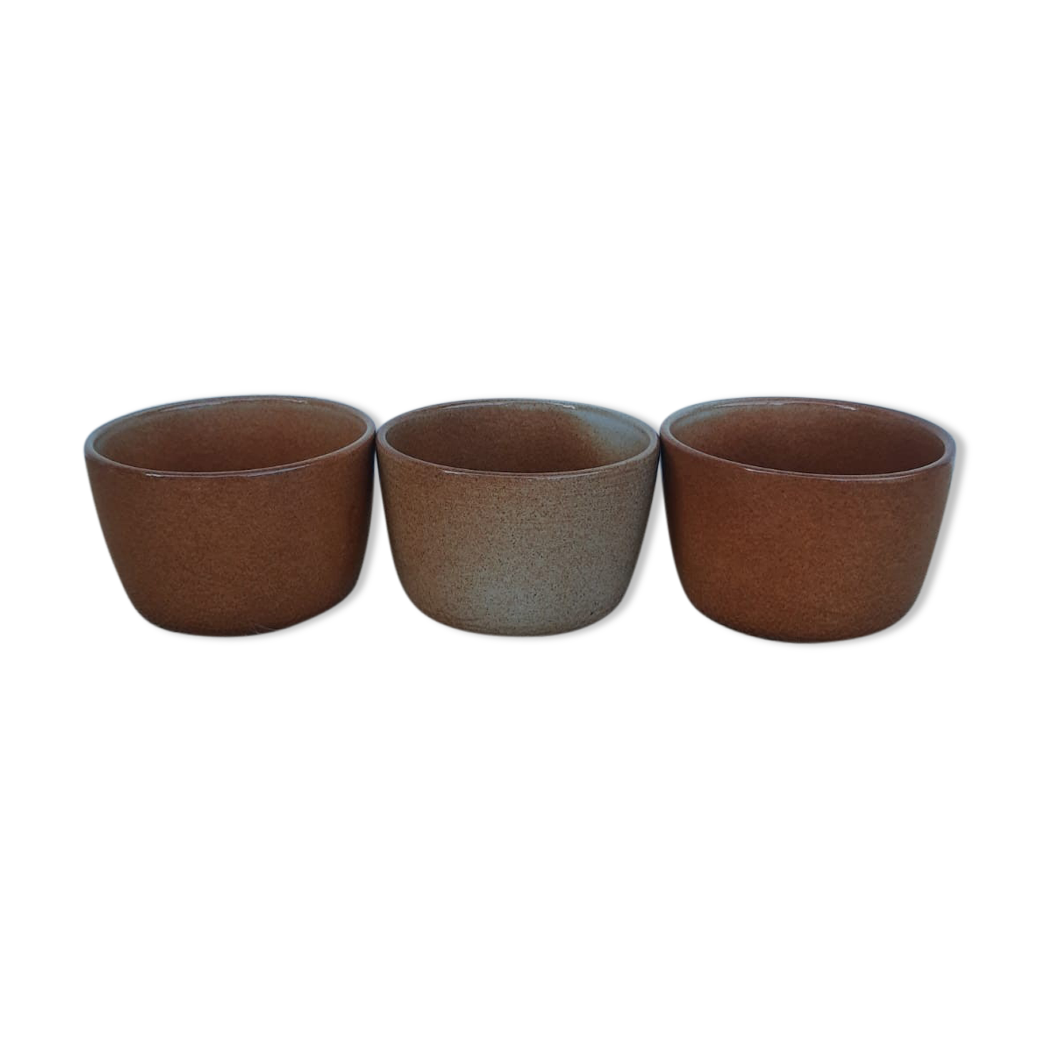Three ramekins in glazed sandstone - vintage