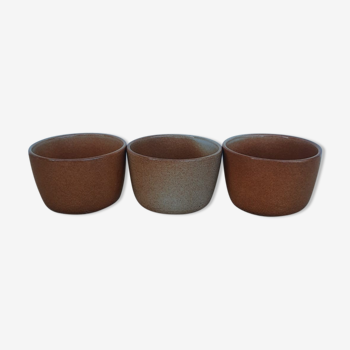 Three ramekins in glazed sandstone - vintage