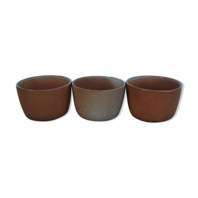 Trois ramequins en grès vernissé - vintage