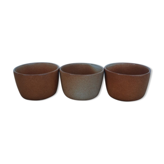 Three ramekins in glazed sandstone - vintage