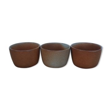 Three ramekins in glazed sandstone - vintage