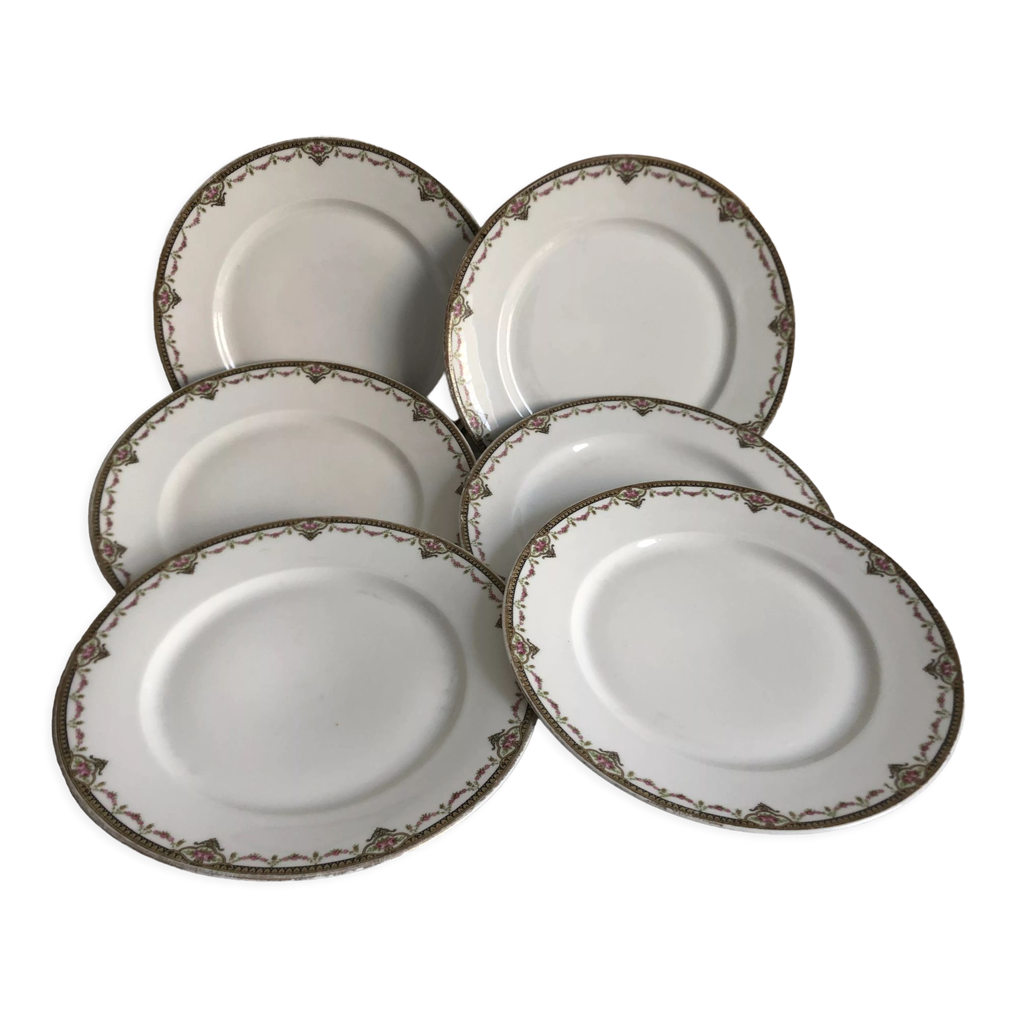 6 flat plates, Porcelaine de Limoges, WG et Cie